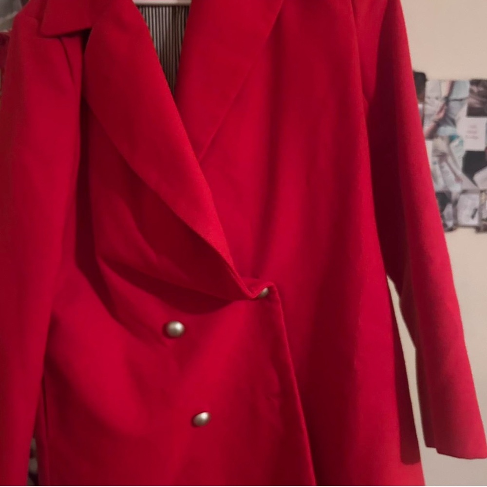Allegra K Bold Red Trench Coat